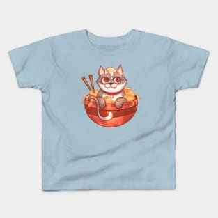 Ramen Noodle Tabby Cat Kids T-Shirt